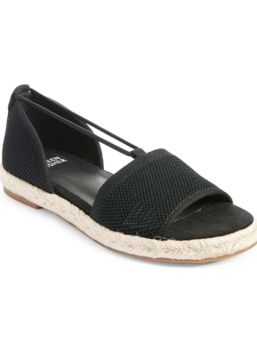 Eileen Fisher Black Mews Espadrille Sandals, New Without Box, Size 6 1/2